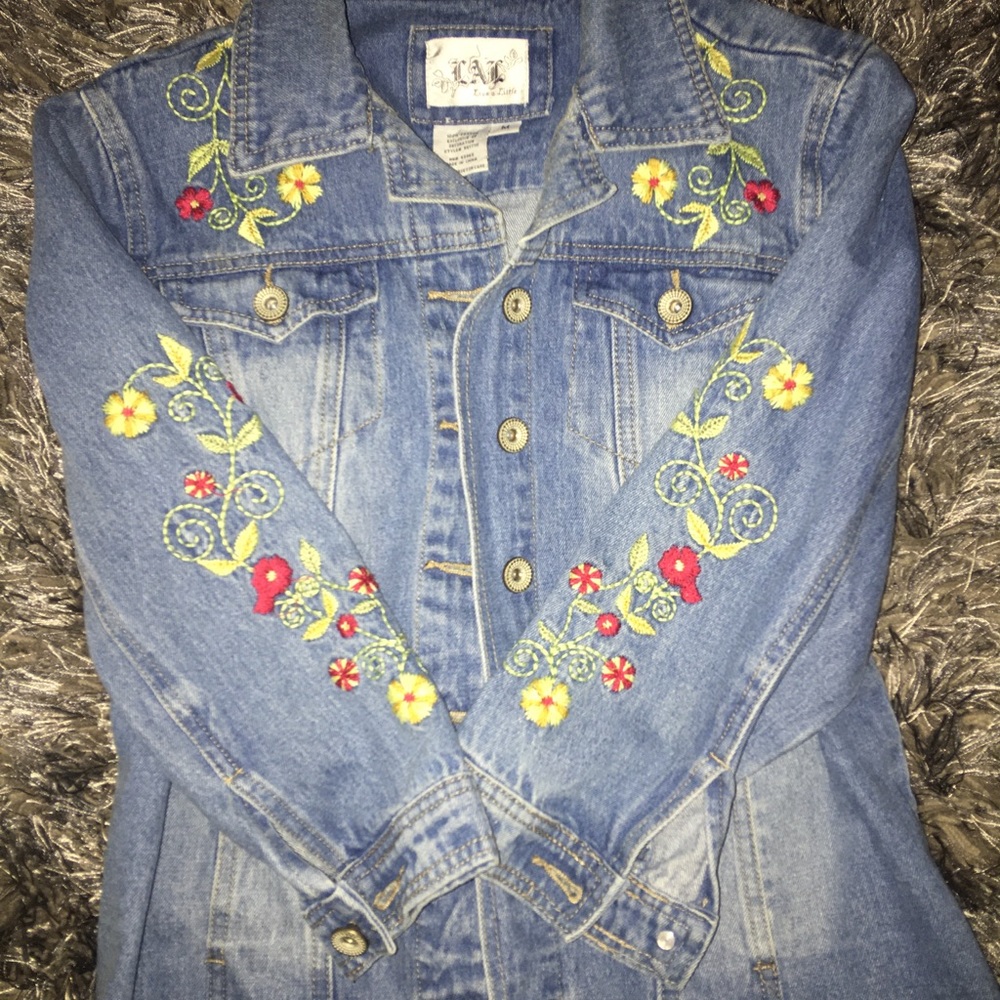 Embroidered jean jacket medium